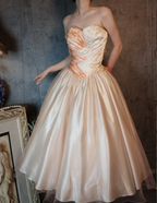 Princess Champagne Pink A-Line Sweet Bow Satin Prom Dresses Evening Dresses Sweet 16 Dresses