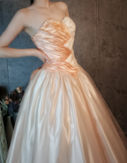 Princess Champagne Pink A-Line Sweet Bow Satin Prom Dresses Evening Dresses Sweet 16 Dresses