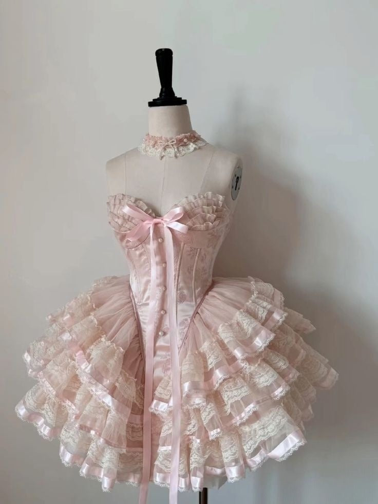 Princess Heart-Shaped Collar Bow Herringbone Lace Edge Fluffy 17Th Birthday Homecoming Dresses Main image