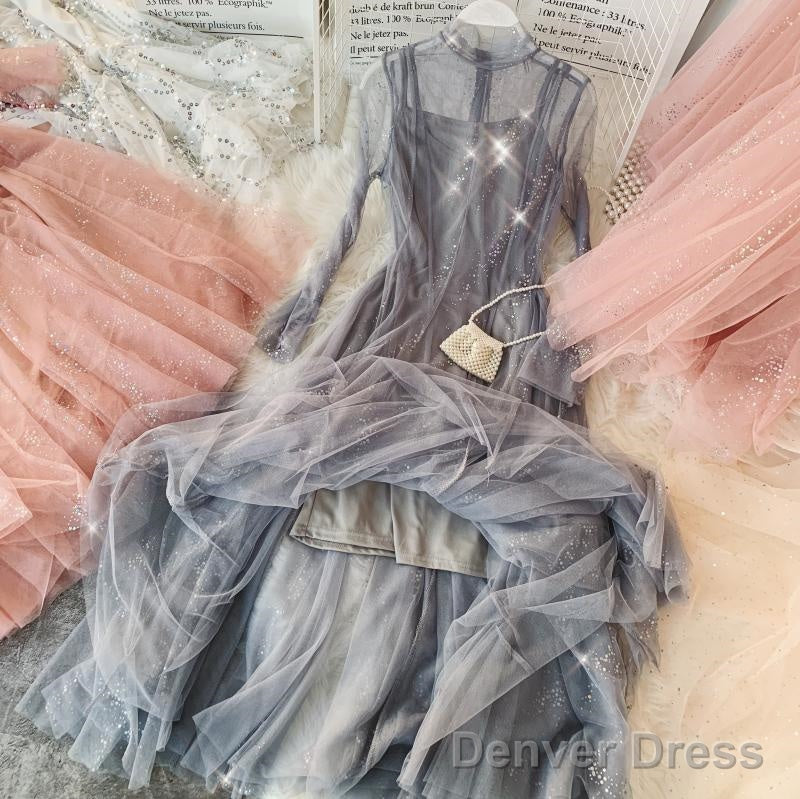 Princess Long Tulle A Line Prom Dress,Graduation Dress Secondary image
