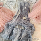 Princess Long Tulle A Line Prom Dress,Graduation Dress
