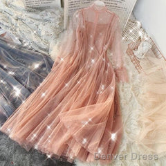 Princess Long Tulle A Line Prom Dress,Graduation Dress