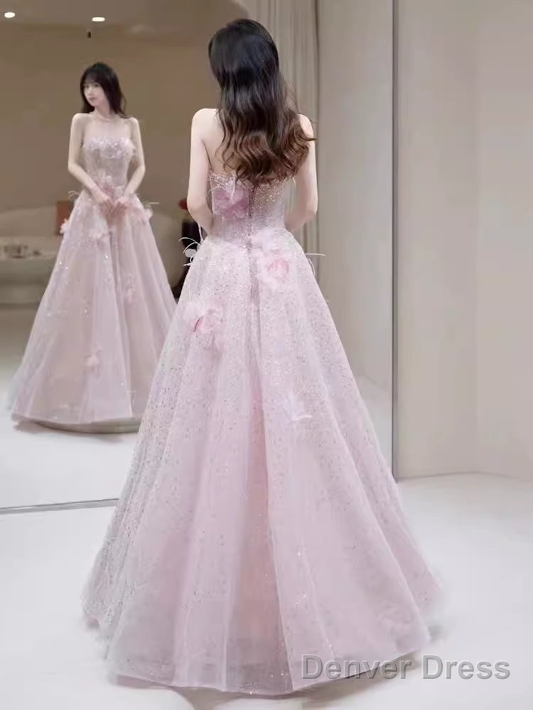 Princess Pink Sequin Long Prom Dress Party Dresses Secondary image