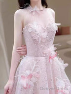 Princess Pink Sequin Long Prom Dress Party Dresses