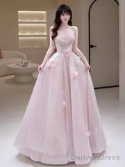 Princess Pink Sequin Long Prom Dress Party Dresses
