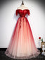 Princess Red Tulle Off the Shoulder Beading Prom Dresses