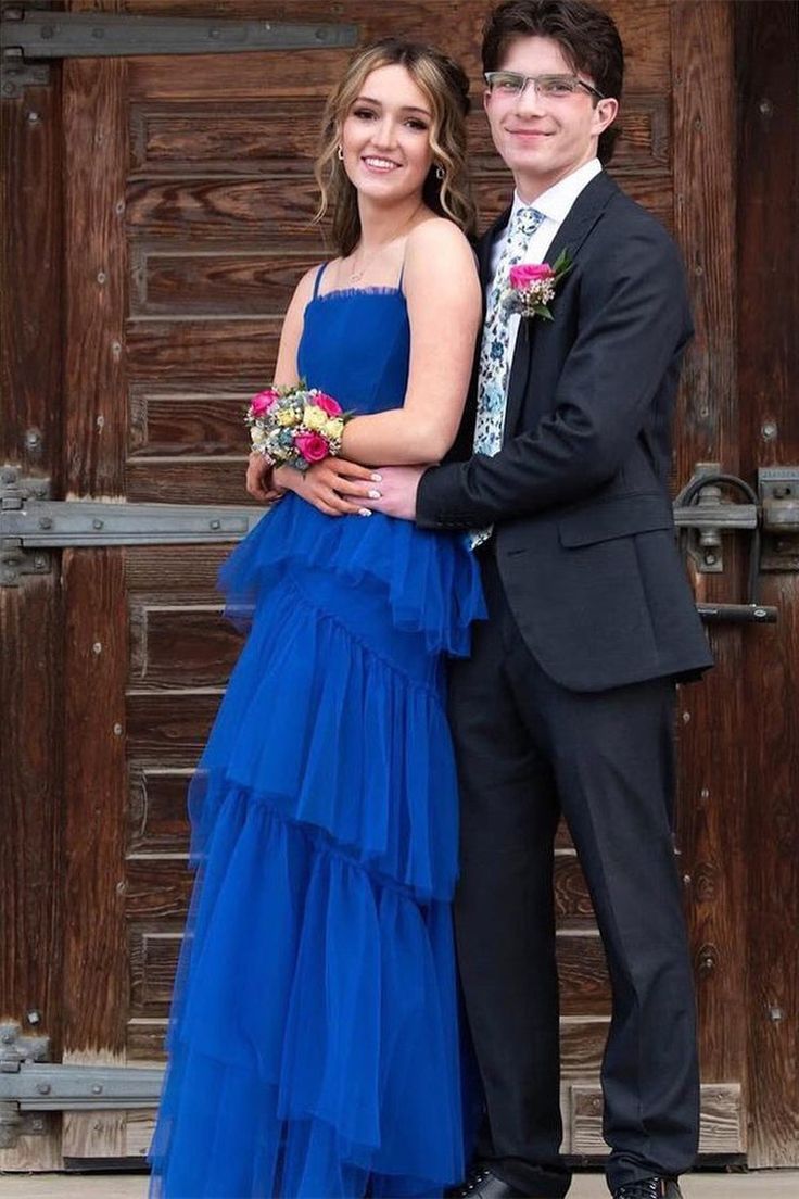 Princess Royal Blue Tiered Tulle Prom Dress Prom Dresses Secondary image