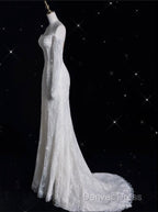 Princess Sheath Off The Shoulder White Lace Long Wedding Dress Brides Dresses