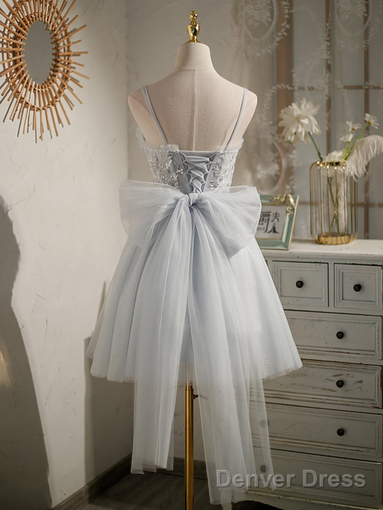 Princess Silver Hoco Dress Short Homecoming Dresses