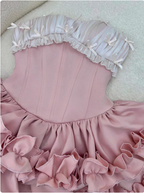 Princess Tube Top Fishbone Waist Ruffled Puffy Birthday Skirt Homecoming Dresses