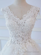 Princess Wedding Dresses Ball Gowns Lace V Neck Sleeveless Floor Length Bridal Gowns
