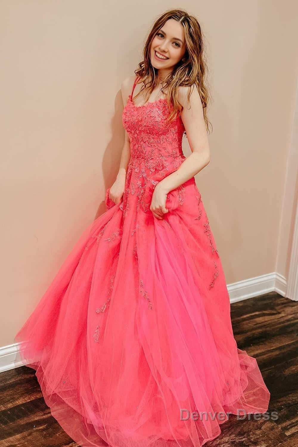 Princess Yellow Spaghetti Straps Prom Dresses