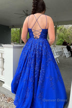 Princess Yellow Spaghetti Straps Prom Dresses
