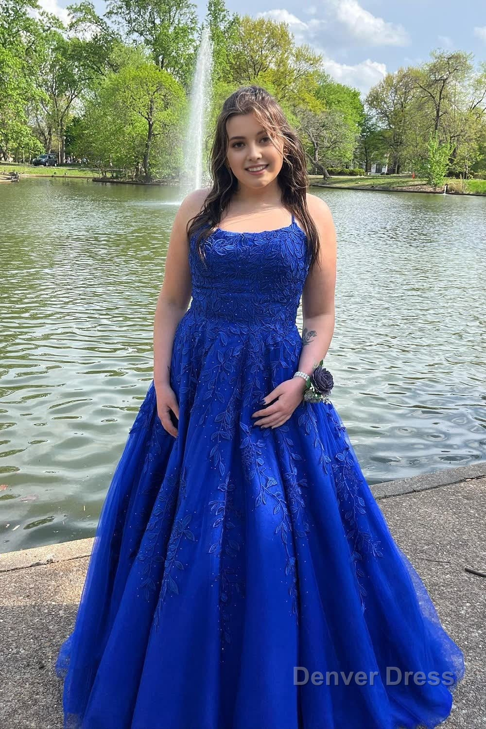 Princess Yellow Spaghetti Straps Prom Dresses