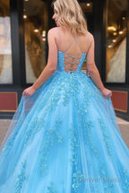 Princess Yellow Spaghetti Straps Prom Dresses