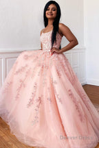 Princess Yellow Spaghetti Straps Prom Dresses