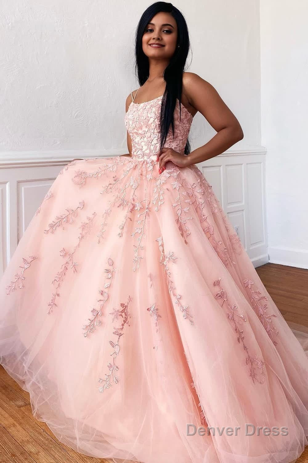 Princess Yellow Spaghetti Straps Prom Dresses
