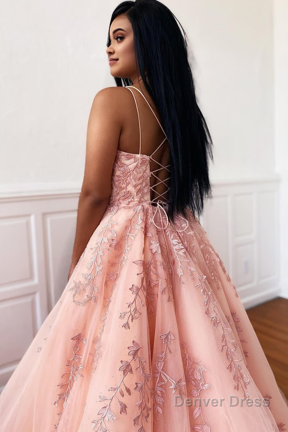 Princess Yellow Spaghetti Straps Prom Dresses