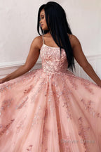 Princess Yellow Spaghetti Straps Prom Dresses