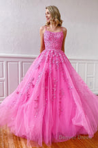 Princess Yellow Spaghetti Straps Prom Dresses