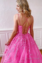 Princess Yellow Spaghetti Straps Prom Dresses