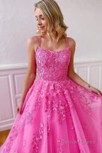 Princess Yellow Spaghetti Straps Prom Dresses