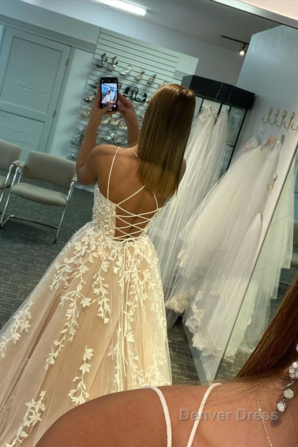 Princess Yellow Spaghetti Straps Prom Dresses
