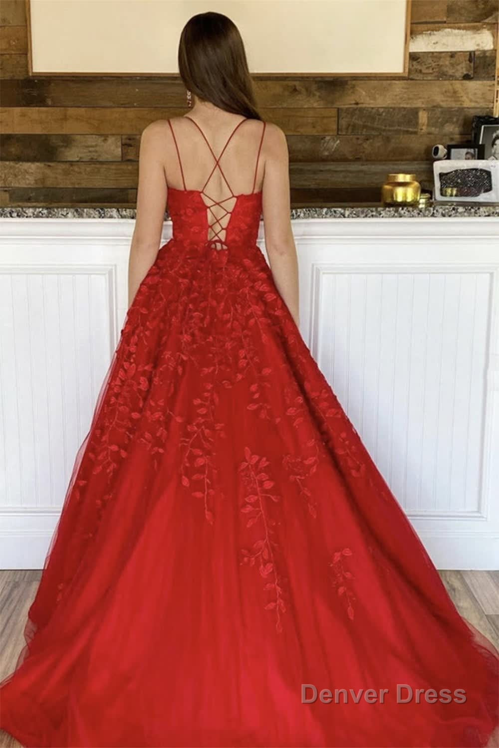 Princess Yellow Spaghetti Straps Prom Dresses