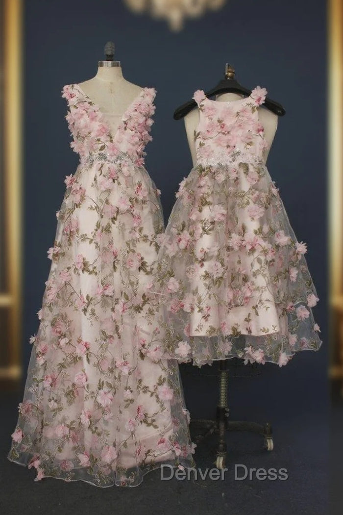 Printing Flower Long Unique Pink Prom Dresses Main image