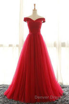 Beautiful Lavender Tulle Off Shoulder Long Prom Dresses, Beautiful Prom Gown