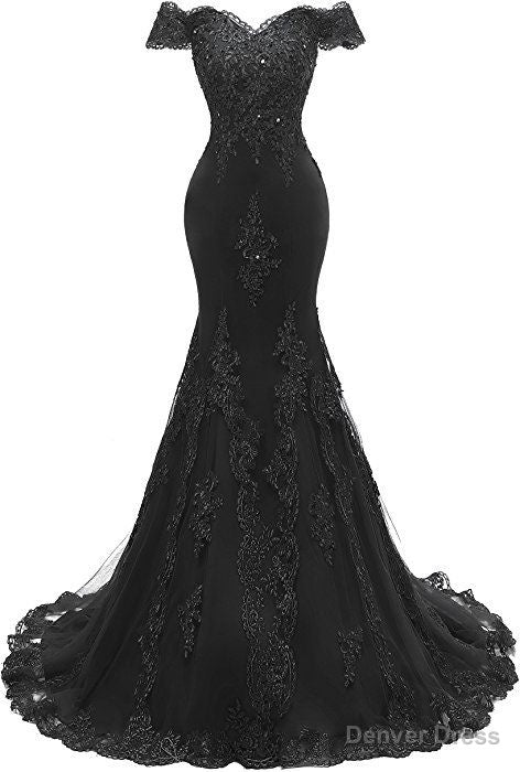 Black Prom Dress, Off The Shoulder Long Prom Dresses Pageant Gowns