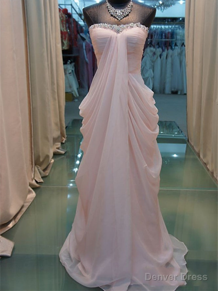 Sweetheart Neck Pink Floor Length Prom Dresses, Pink Formal Dresses Main image