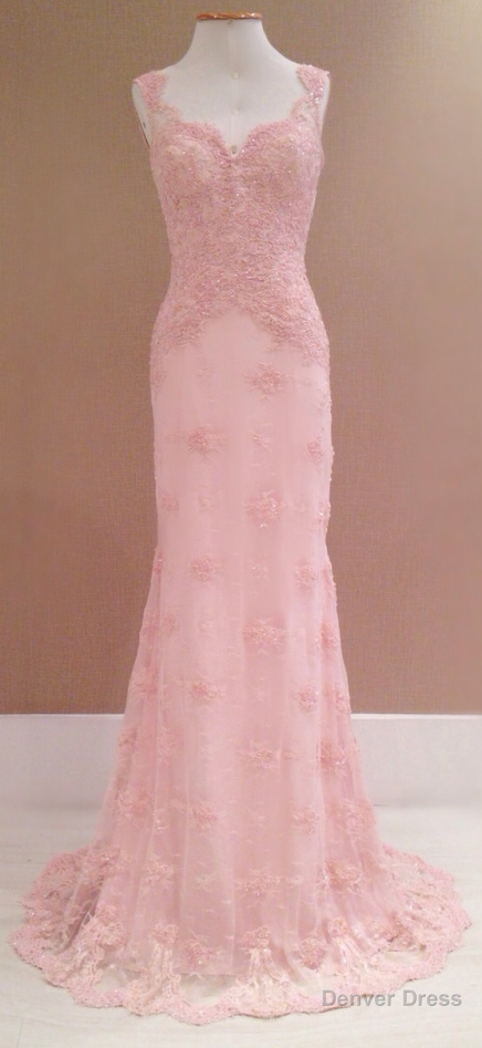 Blush Pink Prom Dress ,Lace Prom Evening Gowns Secondary image