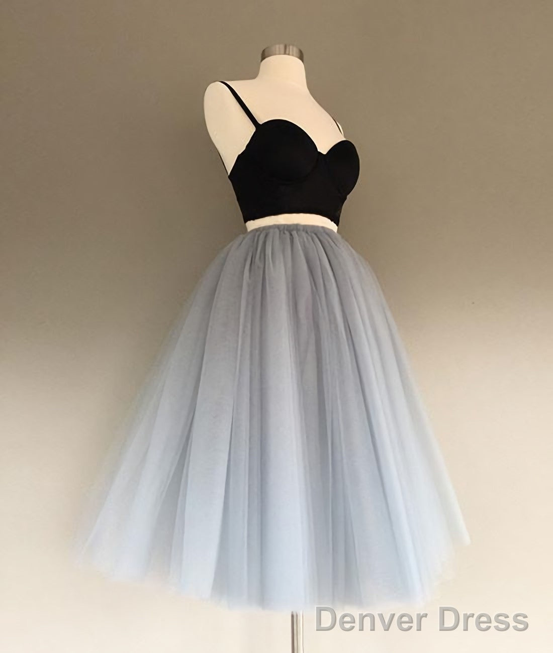 Two Pieces Black And Silver Short Sexy Spaghrtti Strap A Line Prom Dresses Secondary image