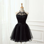 Cute Little Black Short Halter Short 2025 Prom Dresses