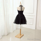 Cute Little Black Short Halter Short 2025 Prom Dresses