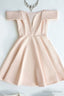 Cute Off The Shoulder Light Pink V Neck Short Prom Dresses