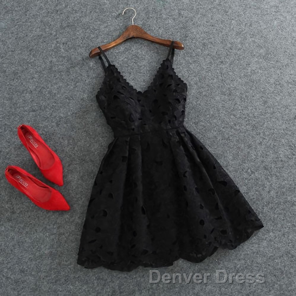 Cute White Lace Short Lace Spaghetti Straps Prom Dresses Secondary image