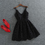 Cute White Lace Short Lace Spaghetti Straps Prom Dresses