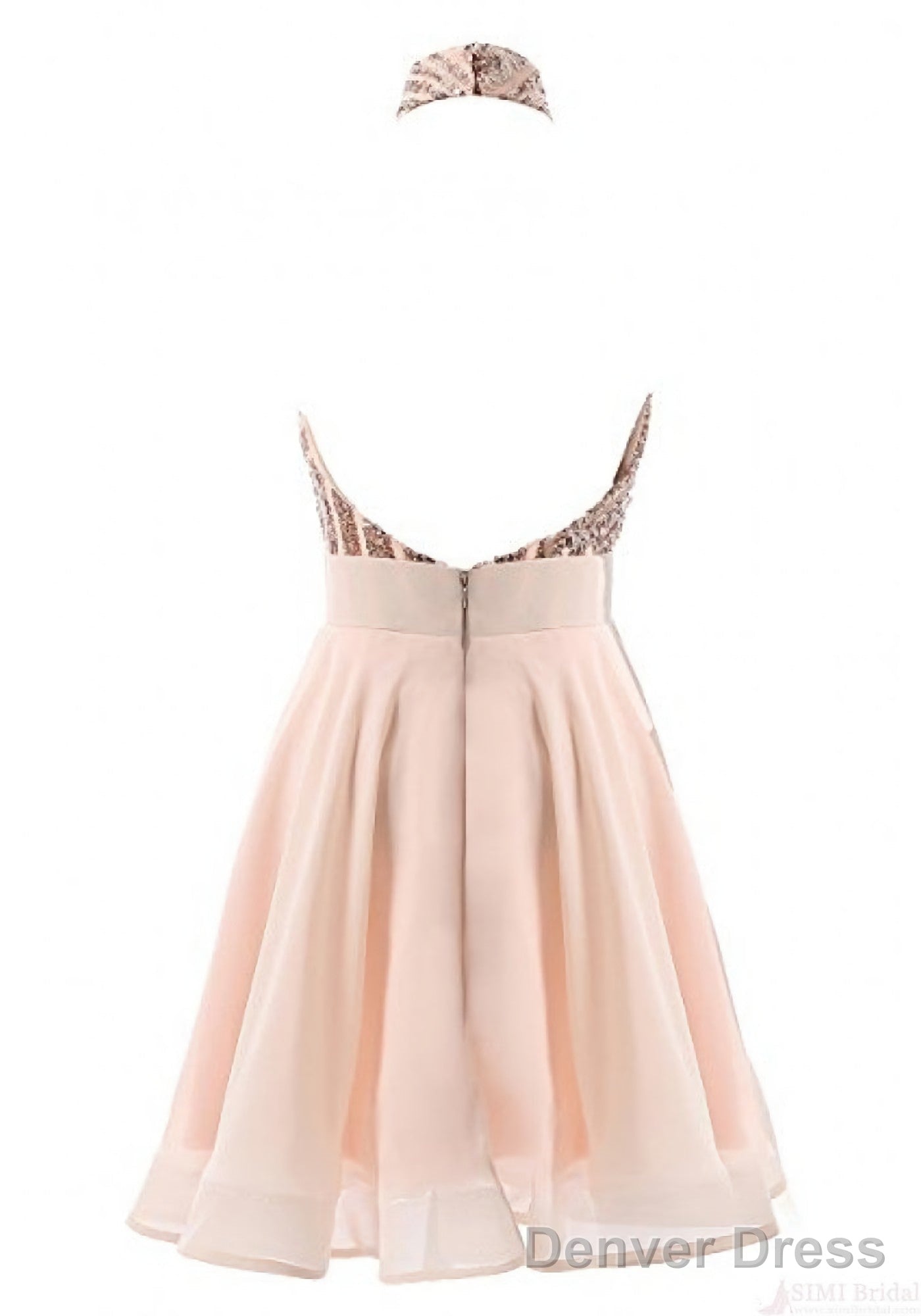 Halter Sequins Backless Mini Short Prom Dresses