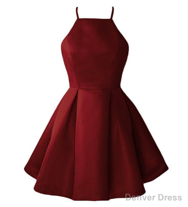 Burgundy Cute Short Halter Satin Short 2026 Wine Red for Sale Prom Dresses Main image