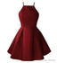 Burgundy Cute Short Halter Satin Short 2026 Wine Red for Sale Prom Dresses