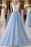 Sky Blue Long Elegant For Teens Beauttiful Prom Dresses