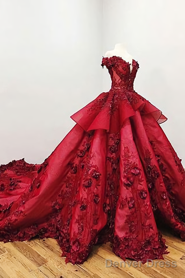 Red With Beads Sweet 16 Prom Dresses Main image
