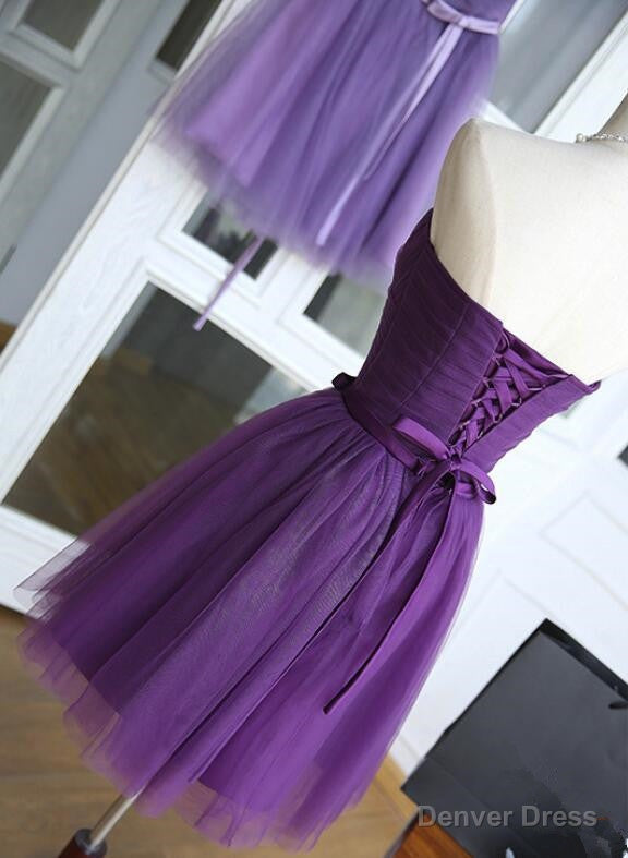 Lovely Dark Purple Tulle 2026 Short Homecoming Dresses