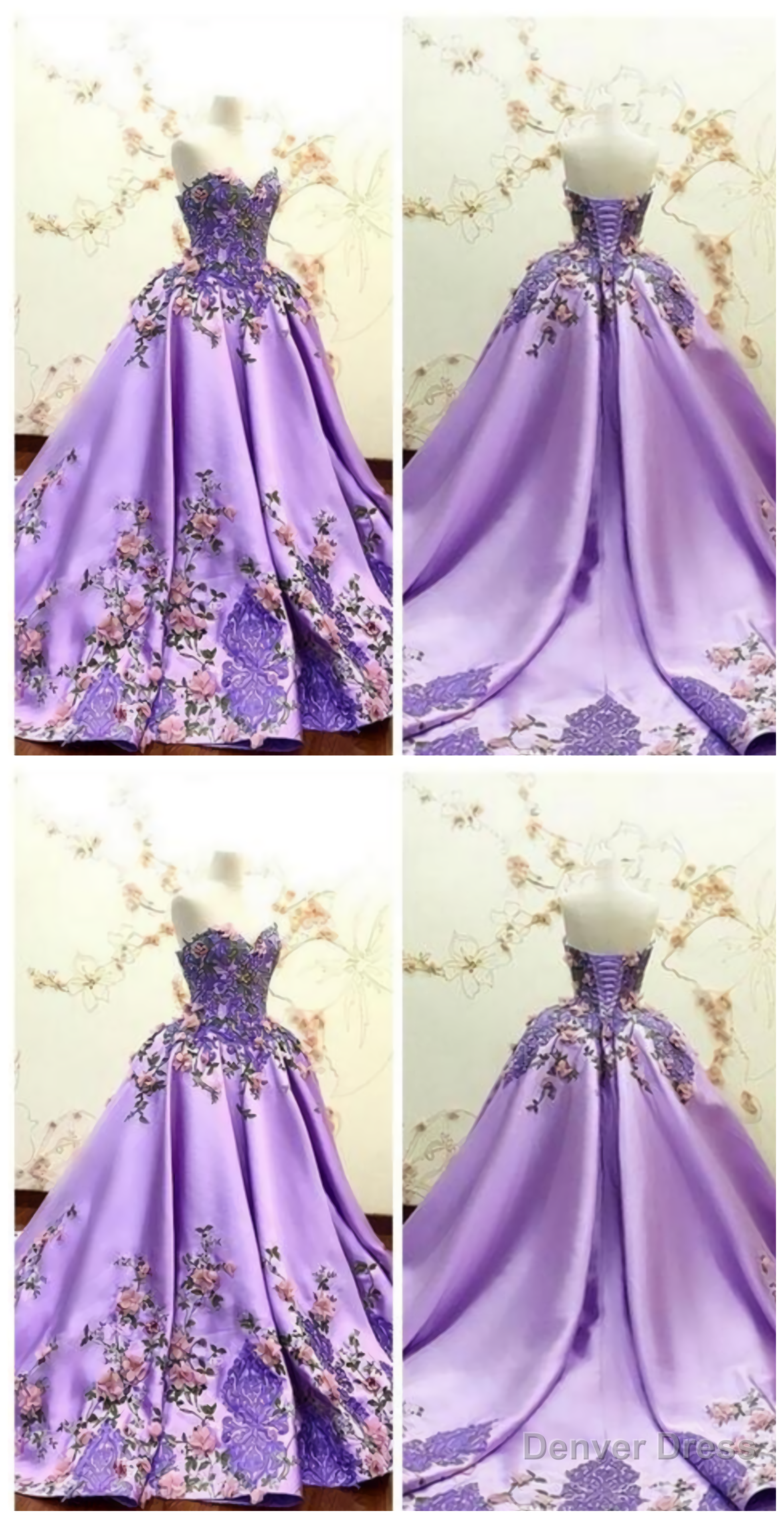 Beautiful Sweetheart 3D Flowers Adorned Prom Dresses, Embroidery Satin Lace Appliques Bandage Formal Special Occasion Evening Party Gowns