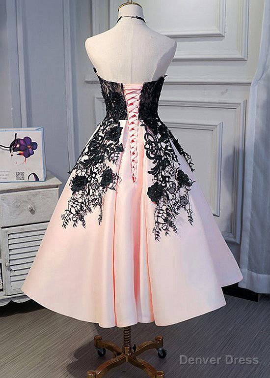 Beautiful Satin Tea Length Bridesmaid Dress, Sweetheart Wedding Prom Dresses Secondary image