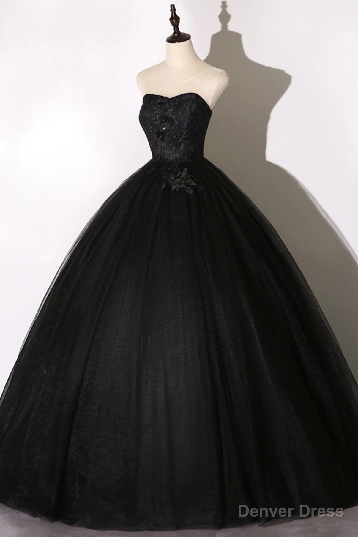 Black Lace Long Ball Gown Dress, A Line Formal Dress Secondary image