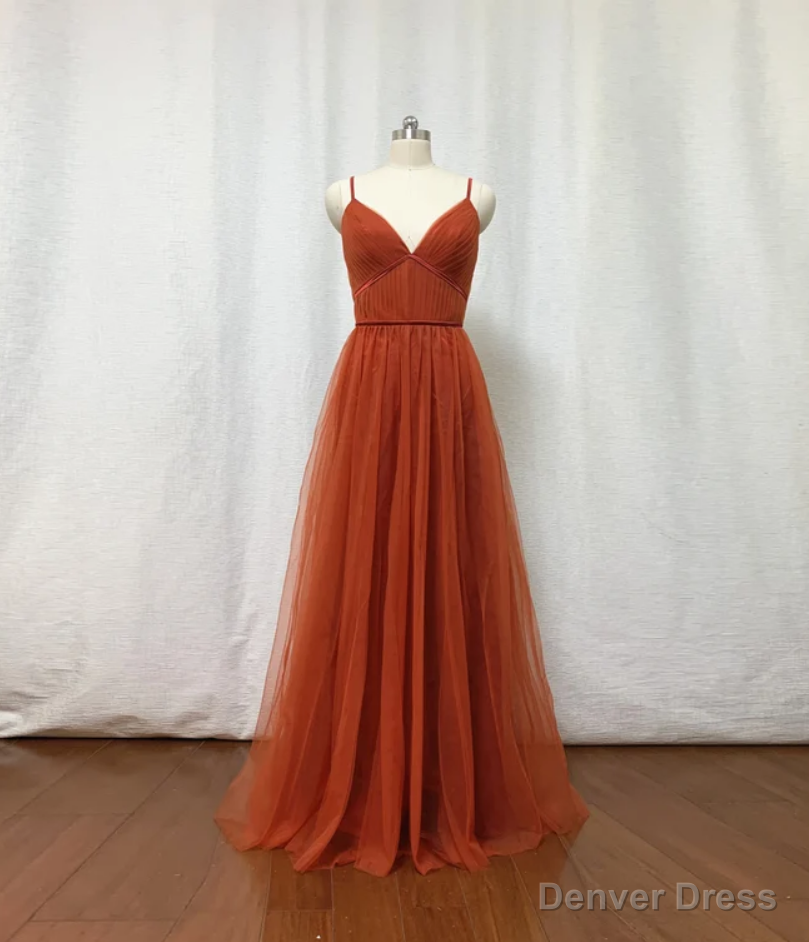 Bridesmaid Dresses, Burnt Tulle Bridesmaid Dress, 2025 Spaghetti Straps Boho Main image
