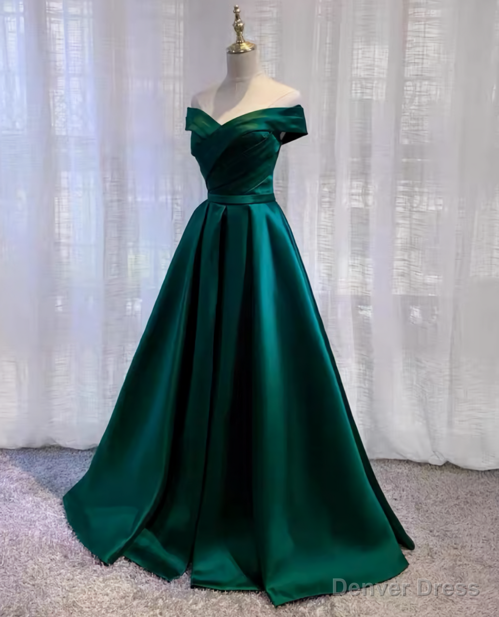 Prom Dress, Off Shoulder Satin Prom Dress